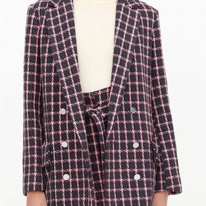 Maje Black Pink Tweed Blazer Size 34